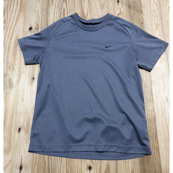 Nike Youth Fit Dry Short Sleeve Shirt Size Medium Gray Black - Picture 1 of 5